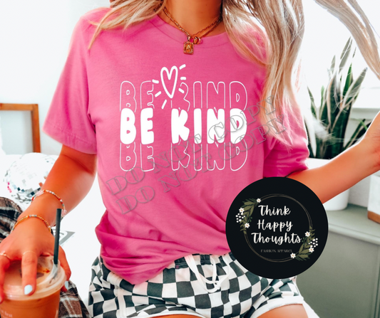 Be Kind stacked with heart white print